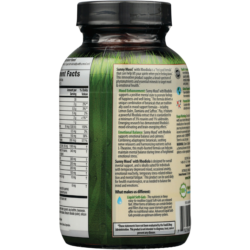 IR090 | Back label showing supplement facts, usage directions, and product description on a green supplement bottle - Thumbnail