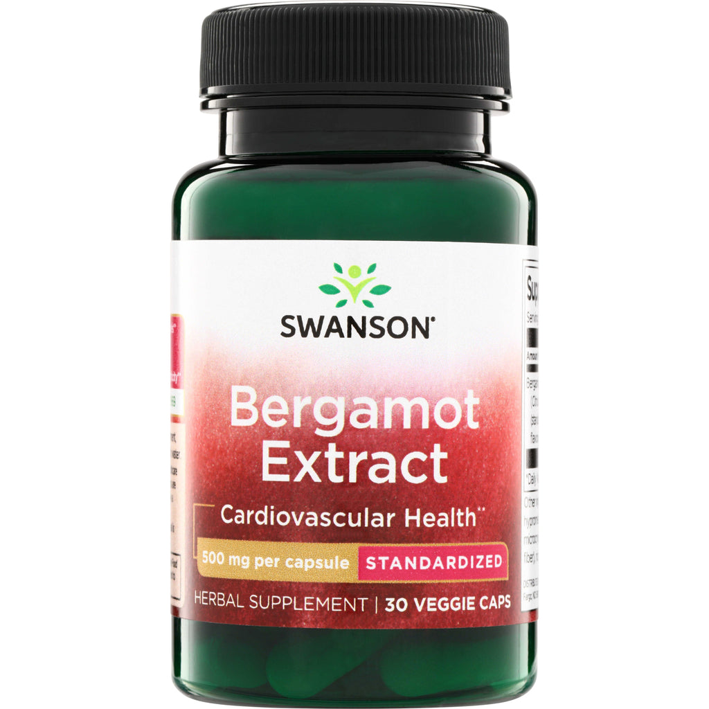 SWH260 | Swanson Bergamot Extract supplement bottle, 500 mg per capsule, 30 veggie caps - Thumbnail