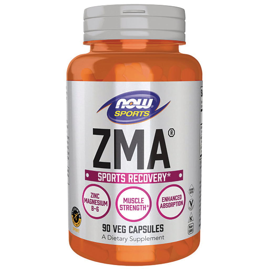 NWF997 | Orange bottle of NOW Sports ZMA Sports Recovery, 90 veg capsules label visible - Thumbnail