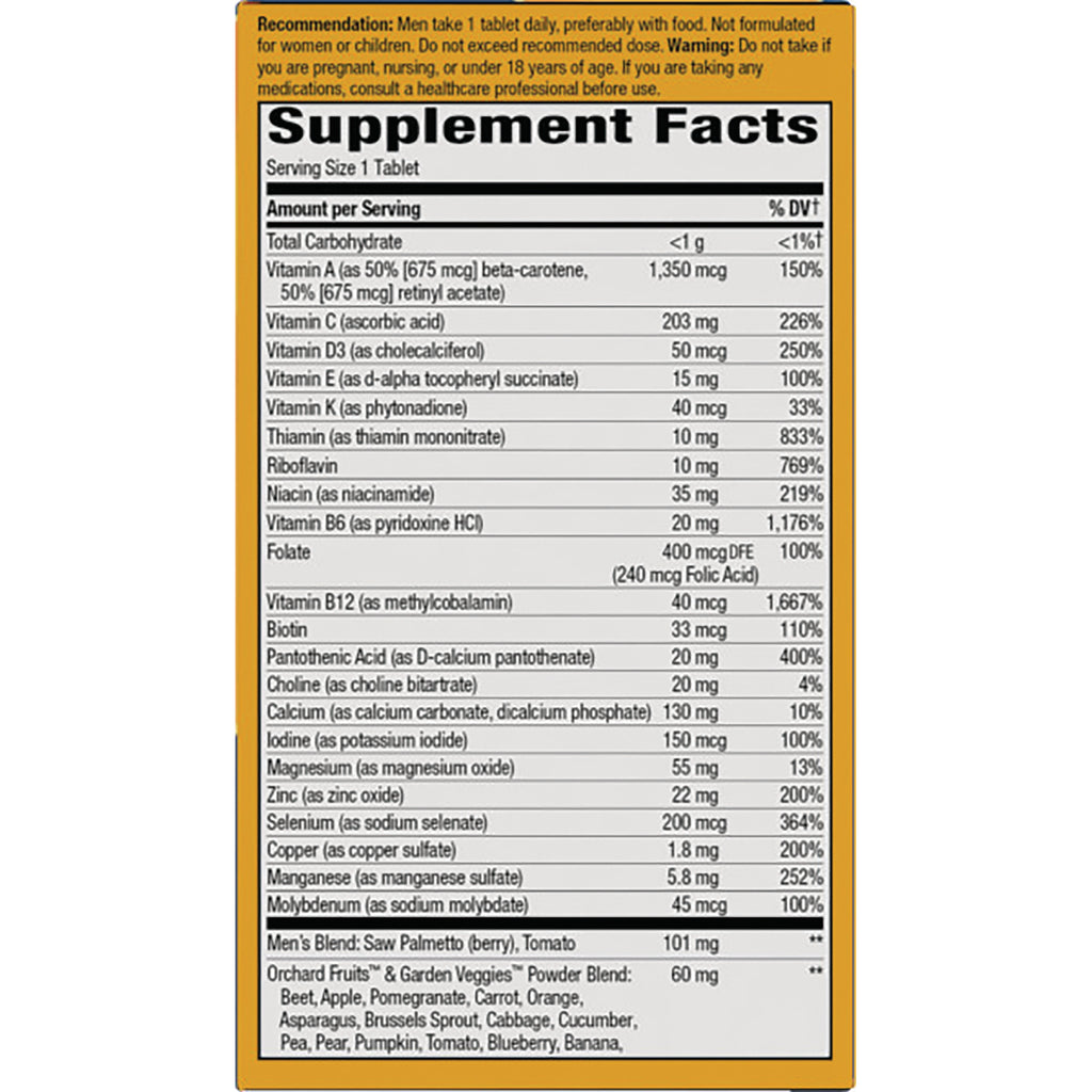 NW710 | Supplement Facts label showing vitamins, minerals, serving size, and amounts per tablet - Thumbnail