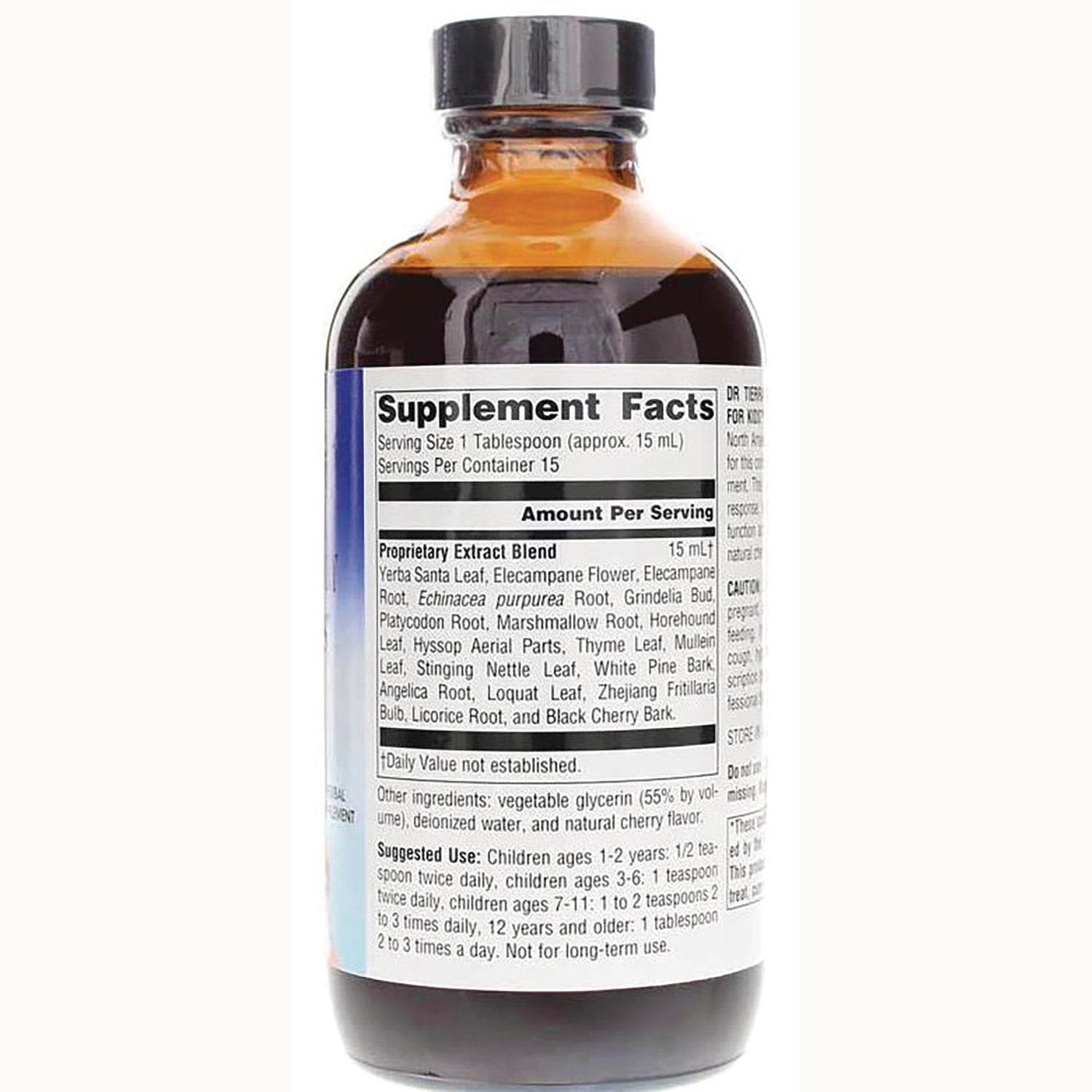 PF257 | back label showing Supplement Facts panel and ingredient list on brown liquid bottle
