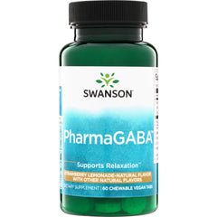 SWU841 | Swanson PharmaGABA, strawberry lemonade flavor; supports relaxation; 60 chewable vegan tabs