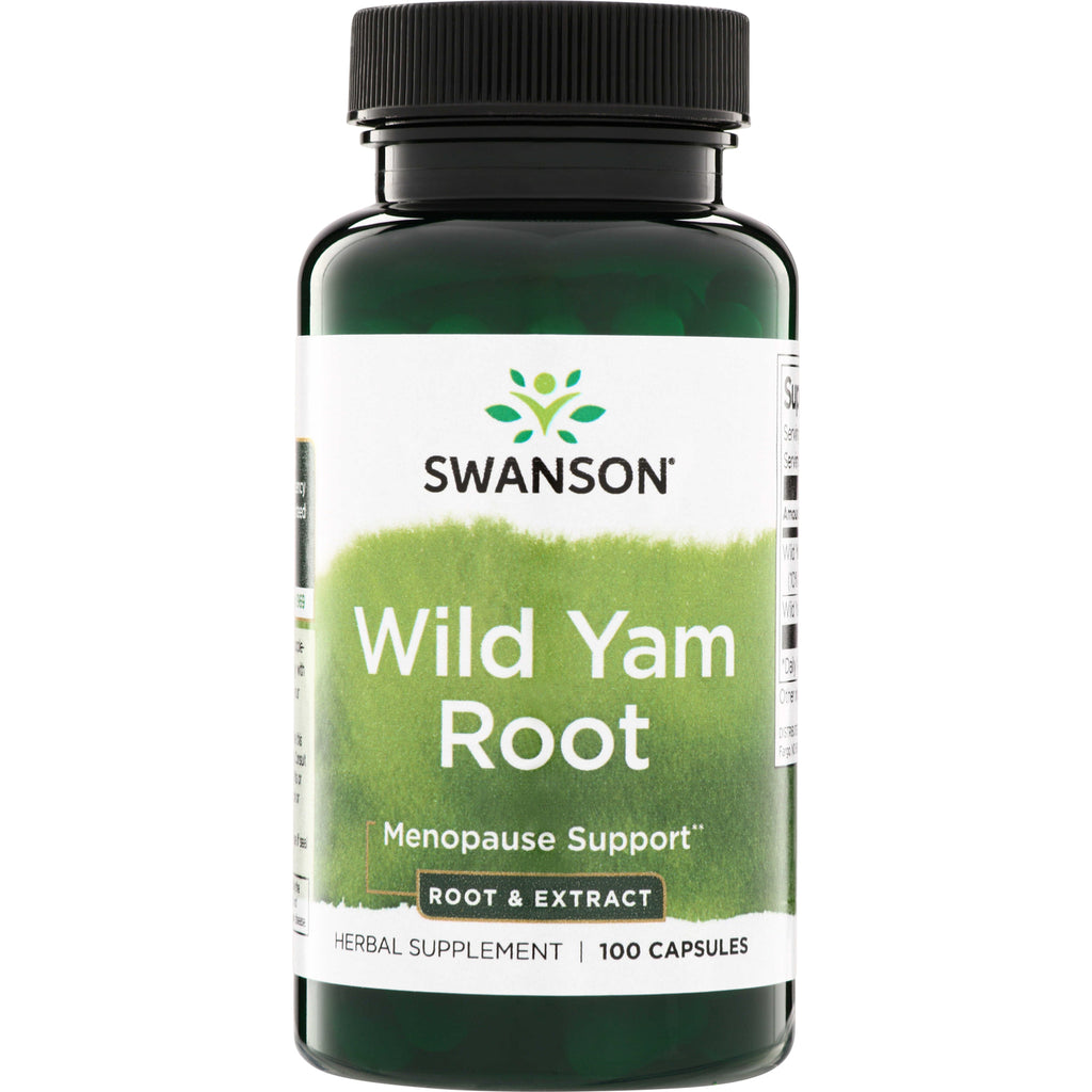 SWH152 | Swanson Wild Yam Root supplement bottle, Menopause Support, Root & Extract, 100 capsules - Thumbnail