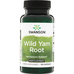 SWH152 | Swanson Wild Yam Root supplement bottle, Menopause Support, Root & Extract, 100 capsules