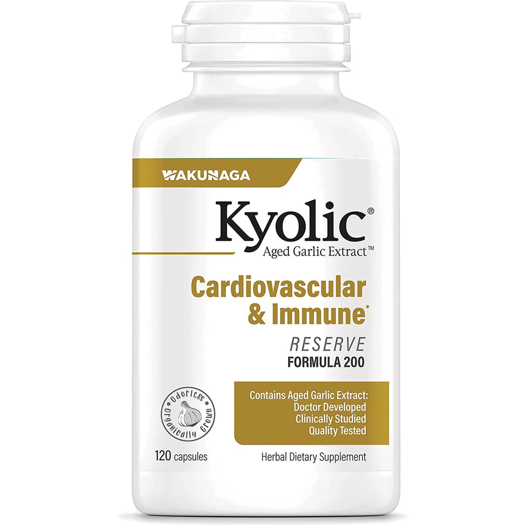 KY068 | Kyolic Cardiovascular & Immune Reserve Formula 200 white supplement bottle, 120 capsules - Thumbnail