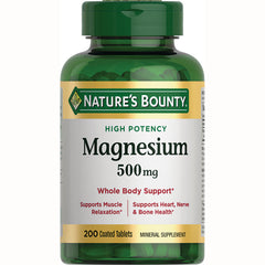 NBY086 | Nature's Bounty Magnesium 500 mg supplement bottle front label showing 200 coated tablets