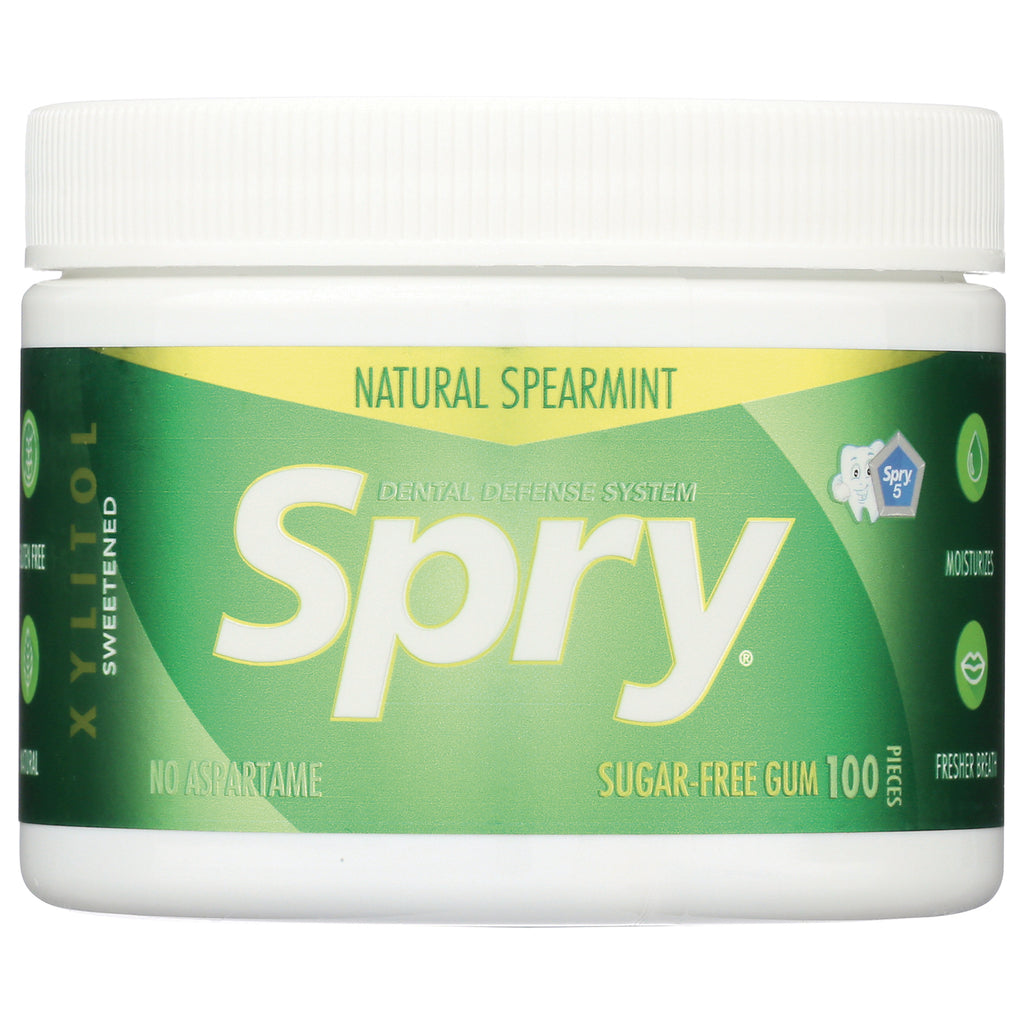 XL003 | Spry Natural Spearmint sugar-free gum jar, 100 pieces, xylitol sweetened, no aspartame - Thumbnail