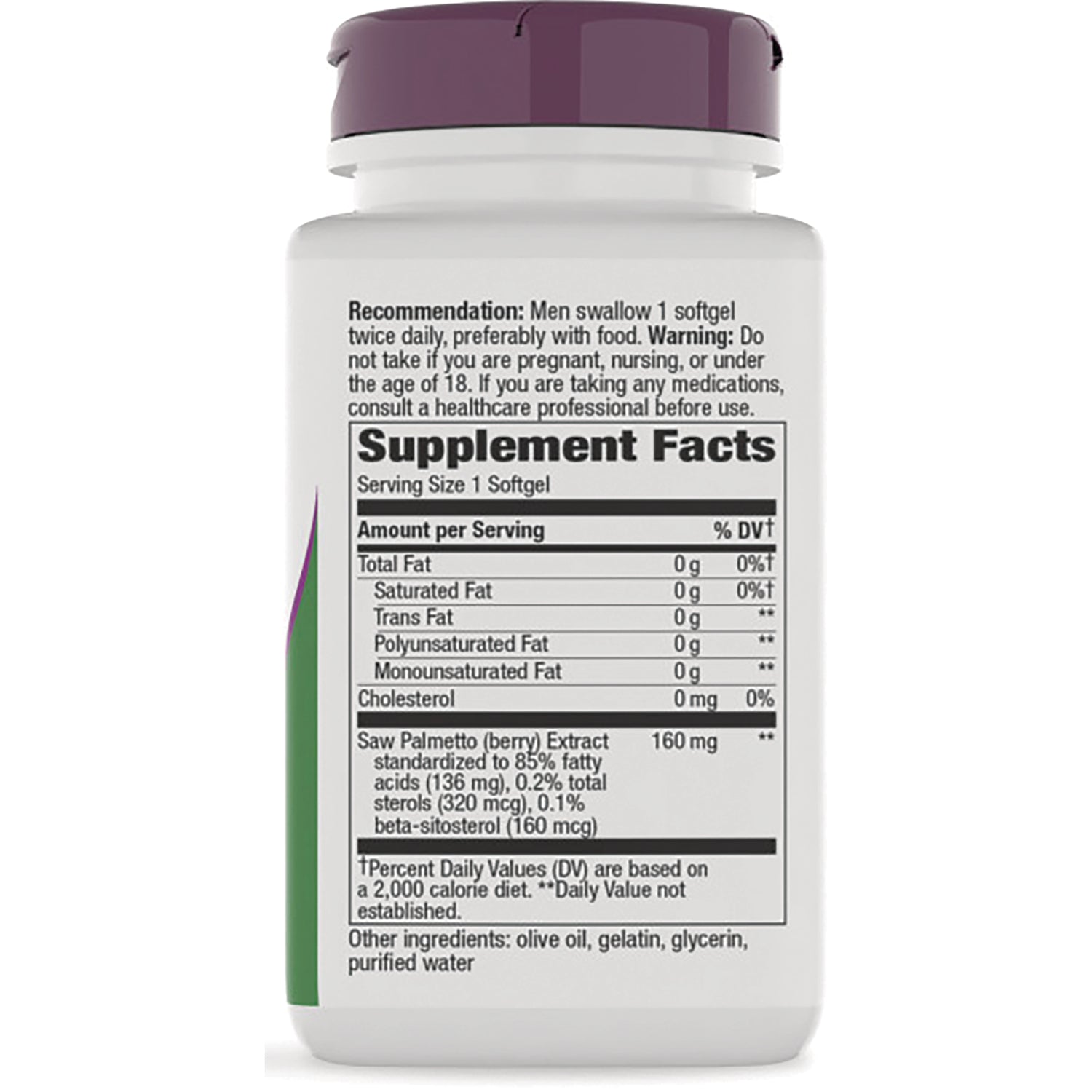 NW532 | Back label showing Supplement Facts, serving size and directions on white supplement bottle