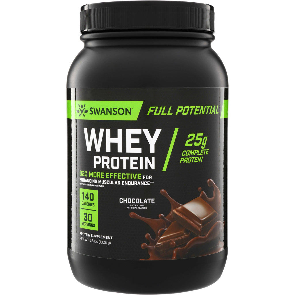 SW1893 | Swanson Full Potential Whey Protein, Chocolate, 25g protein, 140 calories, 30 servings - Thumbnail