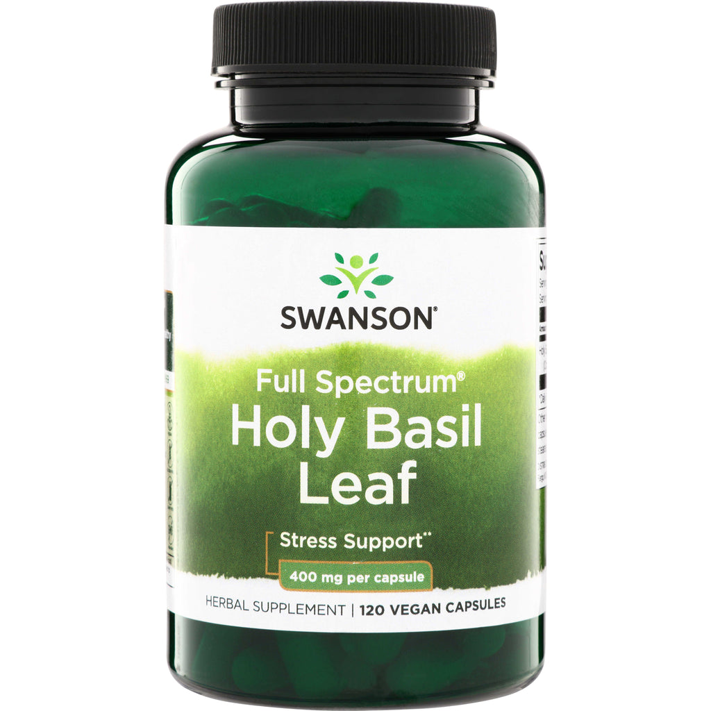 SW1119 | Swanson Full Spectrum Holy Basil Leaf, 400 mg per capsule, 120 vegan capsules - Thumbnail