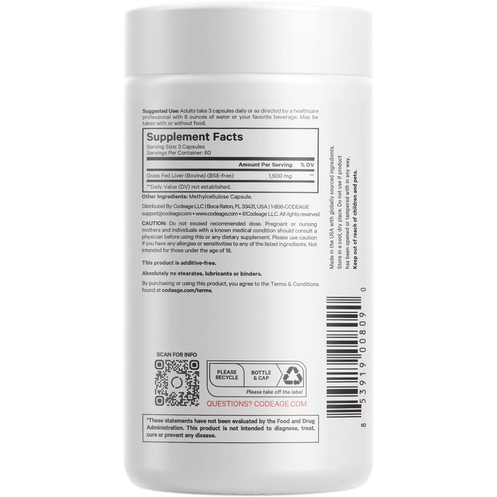 CDG023 | back label showing Supplement Facts panel, ingredient and caution text, barcode and recycle symbol - Thumbnail