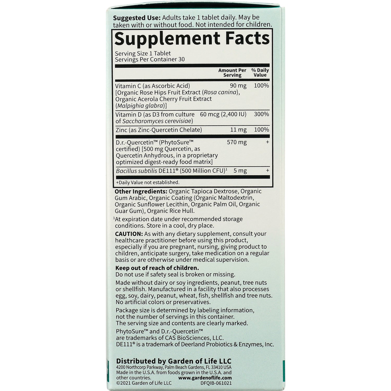 GLF360 | back panel with Supplement Facts, serving size, ingredients and caution statements