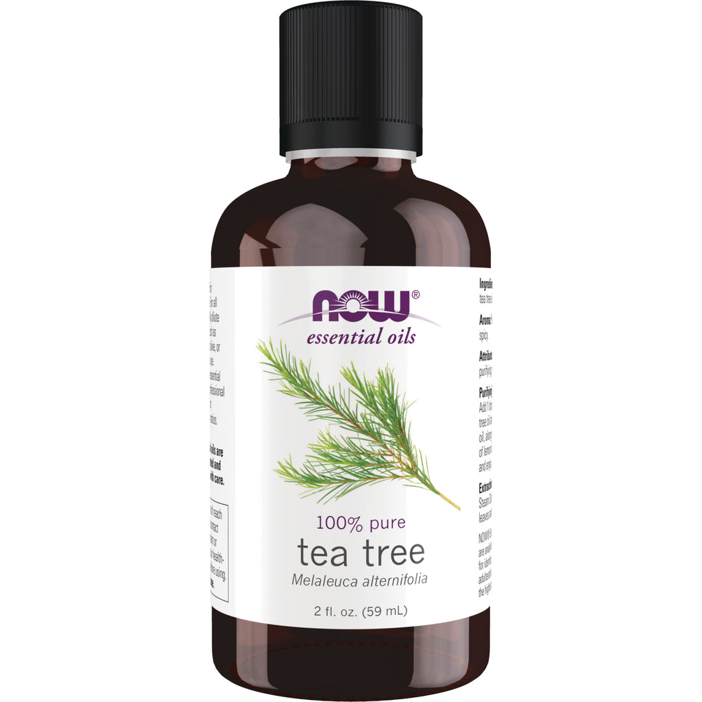 NWF274 | NOW essential oils tea tree 2 fl. oz bottle labeled 100% pure Melaleuca alternifolia - Thumbnail