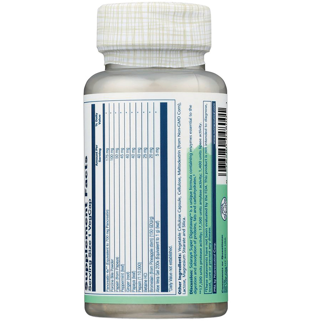 SLR405 | Back label with Supplement Facts, other ingredients, and discussion text for Super Digestaway - Thumbnail