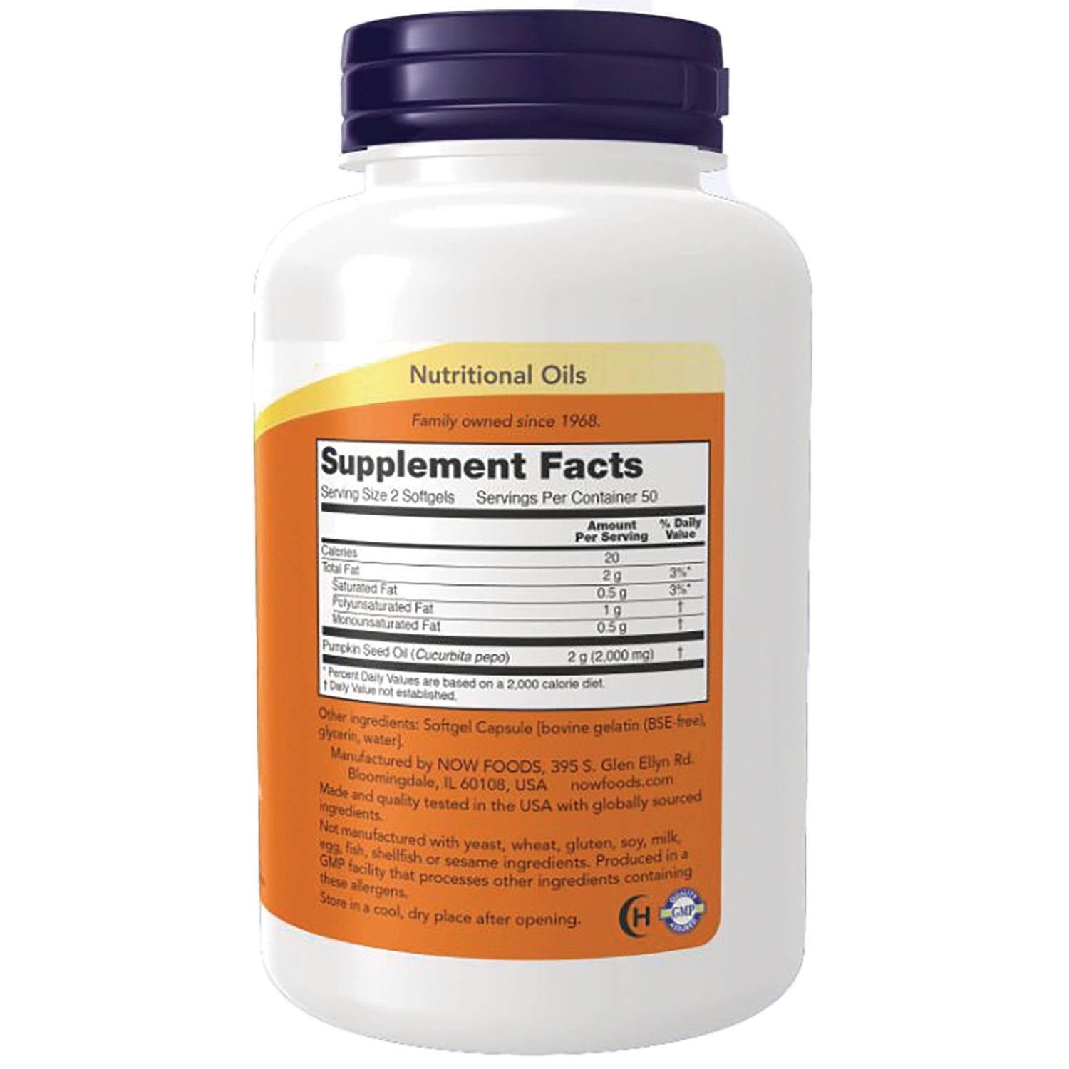 NWF377 | back label of white supplement bottle showing Supplement Facts and ingredient and manufacturer information