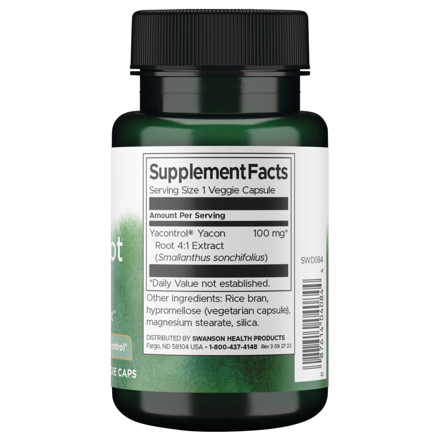 SWD084 | Back label with supplement facts and serving information