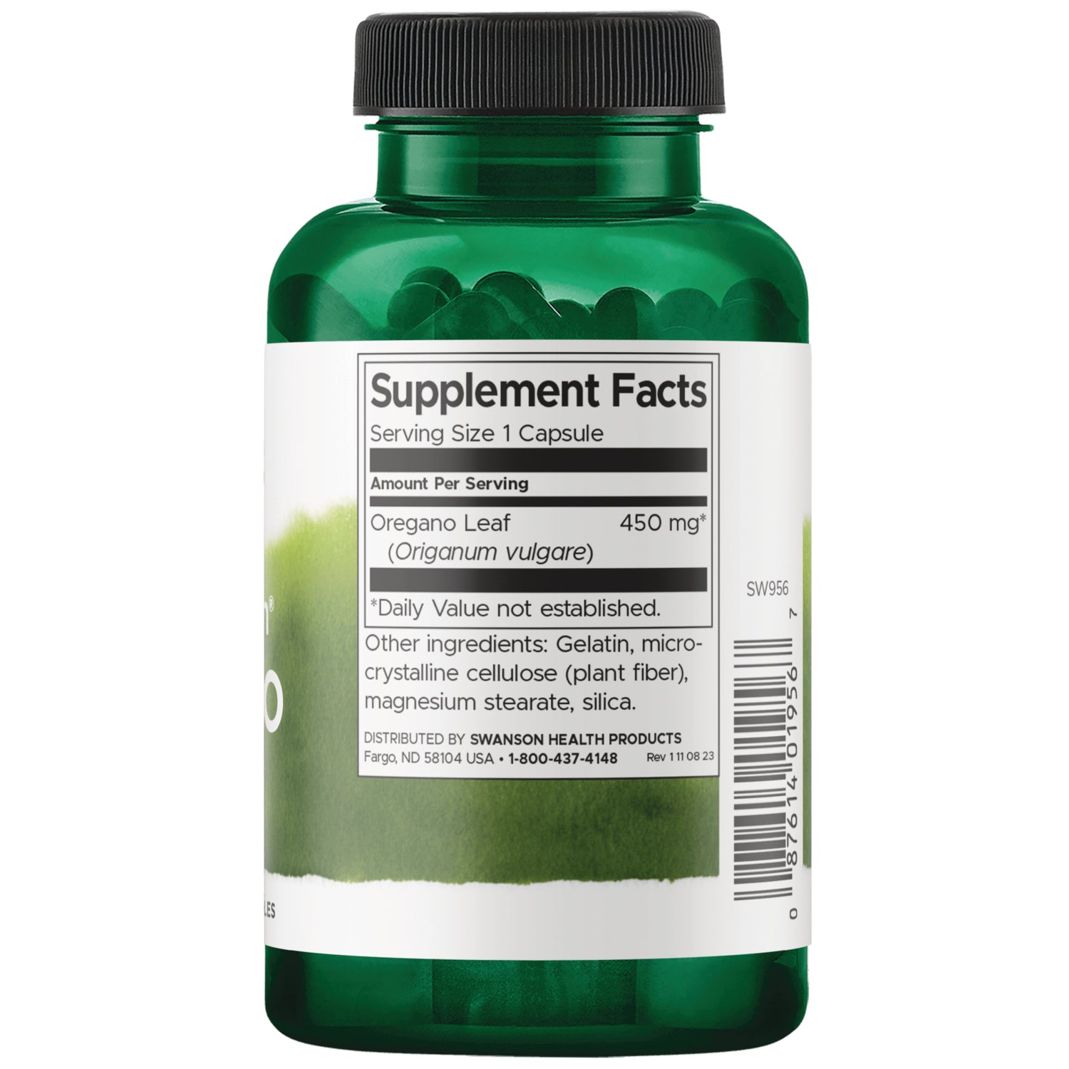 SW956 | Back label with supplement facts and serving information