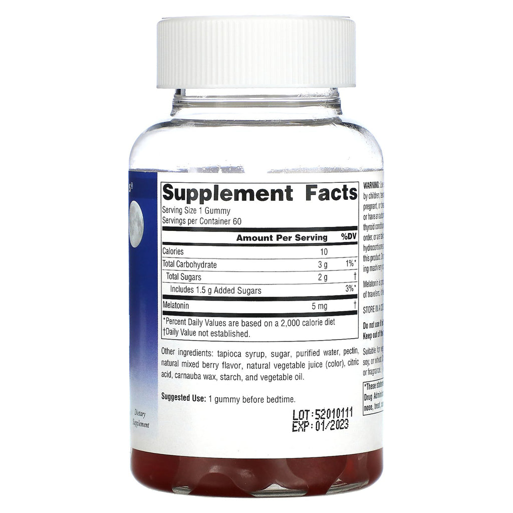 SN963 | Back label with Supplement Facts panel for melatonin gummies - Thumbnail