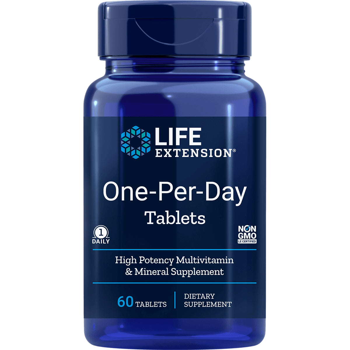 LE570 | Blue Life Extension One-Per-Day tablets bottle, 60 tablets, high-potency multivitamin