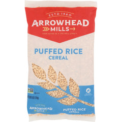 AHM019 | Arrowhead Mills Puffed Rice Cereal bag, 6 oz, no added sugar or salt, Non-GMO Project Verified
