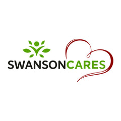 SWANSONCRS1 | SWANSONCARES logo with green leaf person mark and red heart graphic