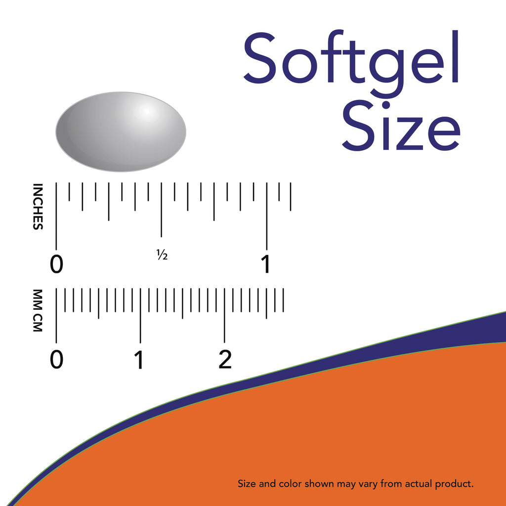 NWF797 | Softgel beside inch and centimeter rulers indicating size - Thumbnail