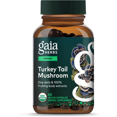 GH151 | Gaia Herbs Turkey Tail Mushroom box, 40 vegan capsules, immune and liver support, USDA Organic, Non-GMO