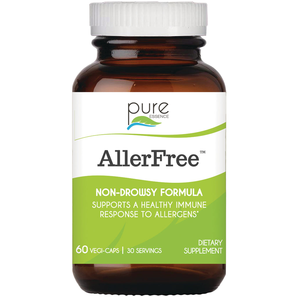 PEL055 | Brown supplement bottle labeled AllerFree non-drowsy formula dietary supplement, 60 vegi-caps - Thumbnail