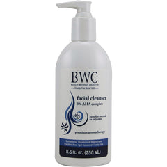 BWC093 | white pump bottle of BWC facial cleanser, 3% AHA complex, 8.5 fl oz (250 mL)