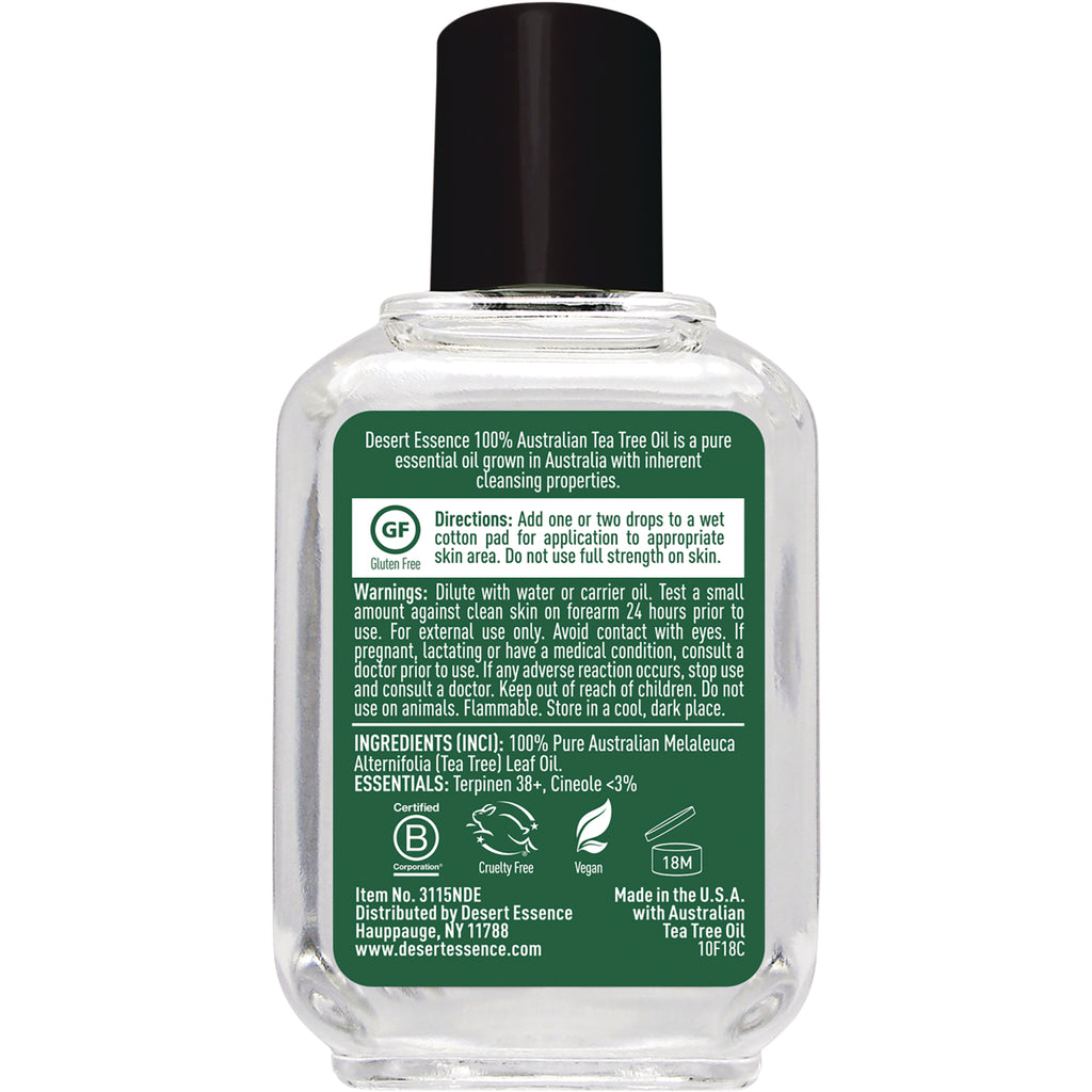 DST034 | Back of clear bottle with green label showing directions, warnings, ingredients list and certification icons - Thumbnail