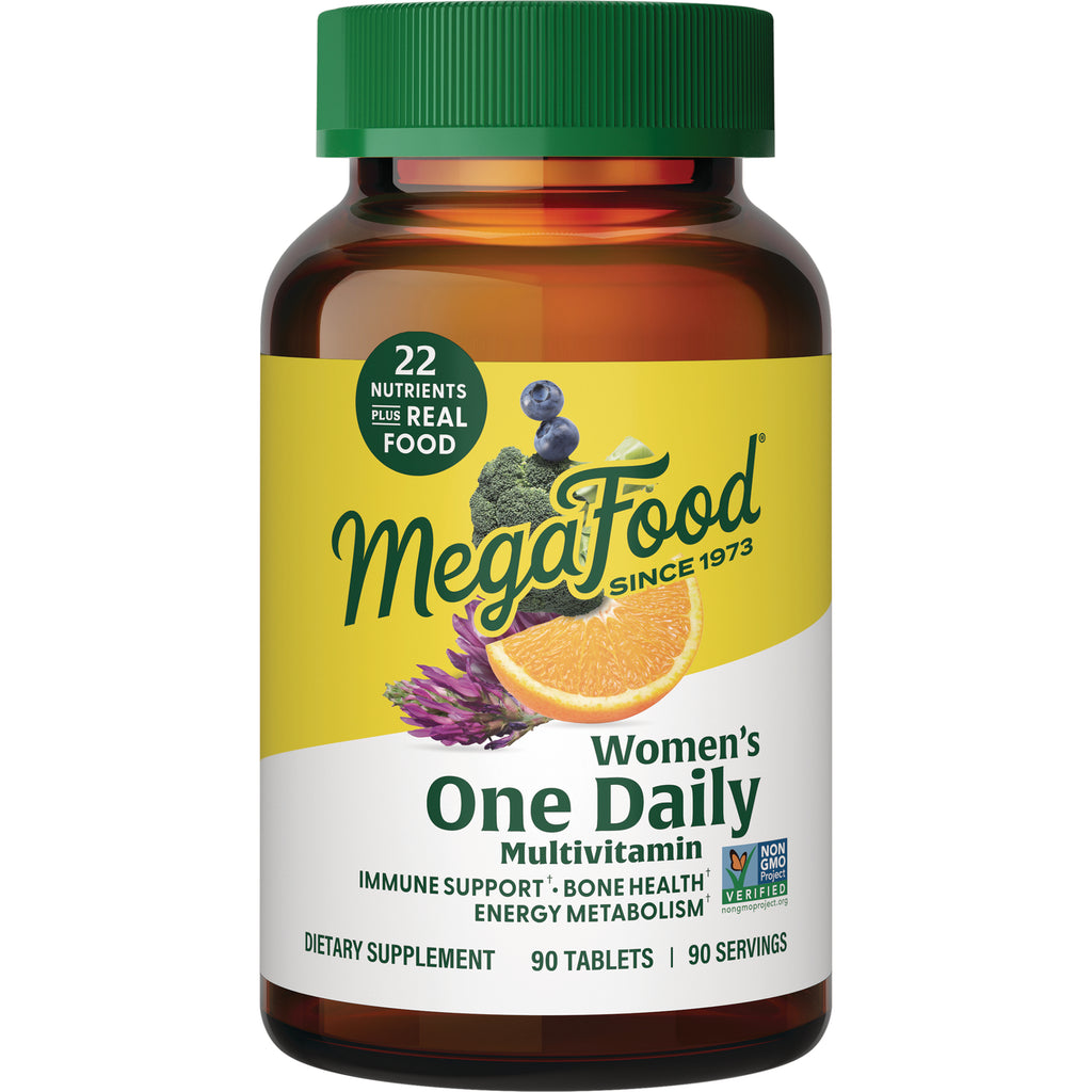 MGF001 | MegaFood Women's One Daily multivitamin bottle with green cap, 90 tablets - Thumbnail