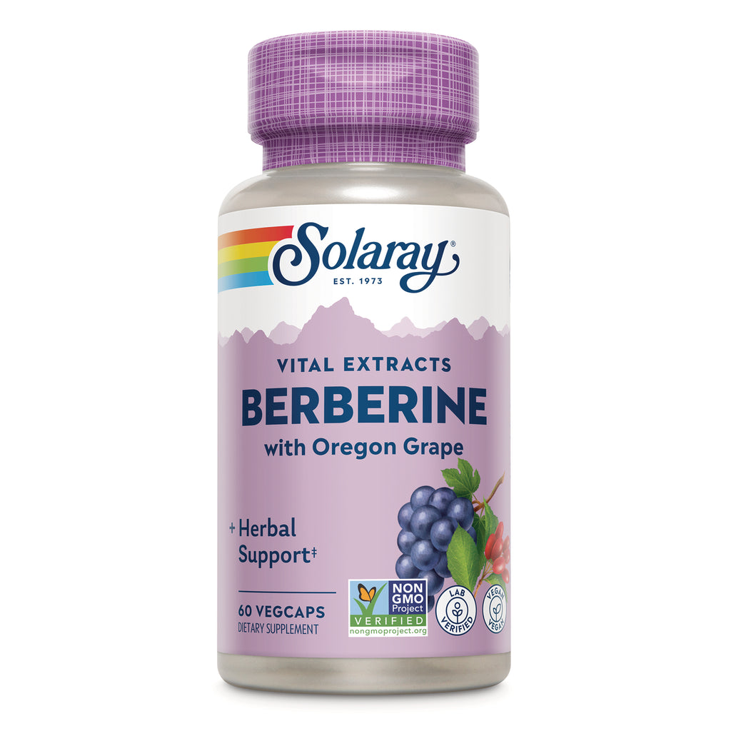 SLR443 | Solaray Berberine with Oregon Grape supplement bottle front label, 60 vegcaps - Thumbnail