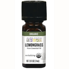 ARC023 | Aura Cacia LEMONGRASS pure essential oil amber bottle labeled ORGANIC .25 fl oz