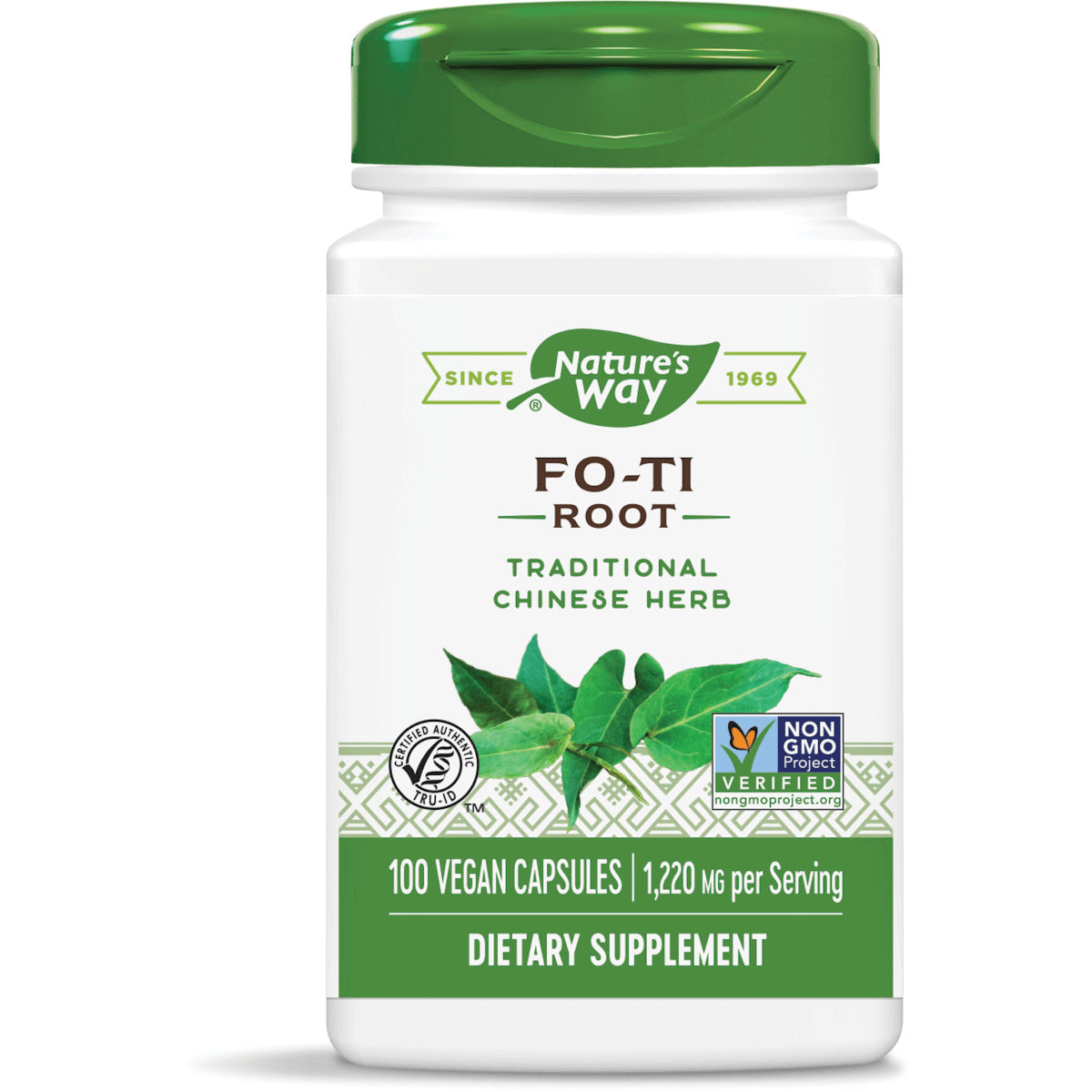 NW137 | Nature's Way Fo-Ti Root dietary supplement bottle, traditional Chinese herb, 100 vegan capsules
