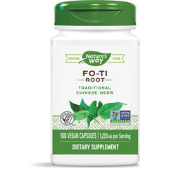 NW137 | Nature's Way Fo-Ti Root dietary supplement bottle, traditional Chinese herb, 100 vegan capsules