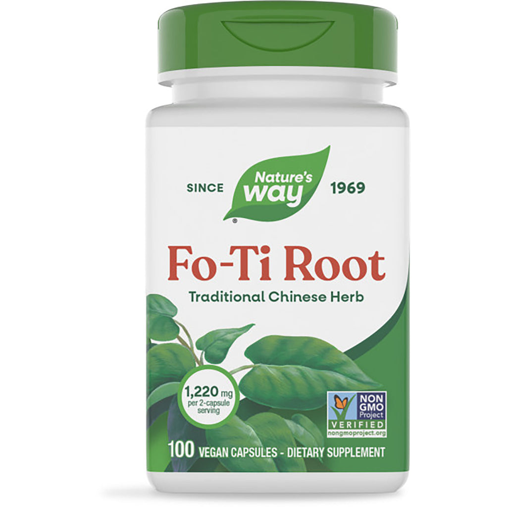 NW137 | Nature's Way Fo-Ti Root dietary supplement bottle, traditional Chinese herb, 100 vegan capsules - Thumbnail