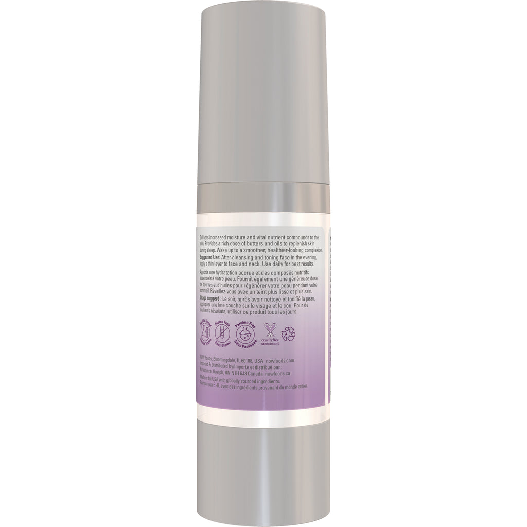 NWF484 | Back label of silver pump bottle showing usage instructions and certification icons on a purple panel - Thumbnail