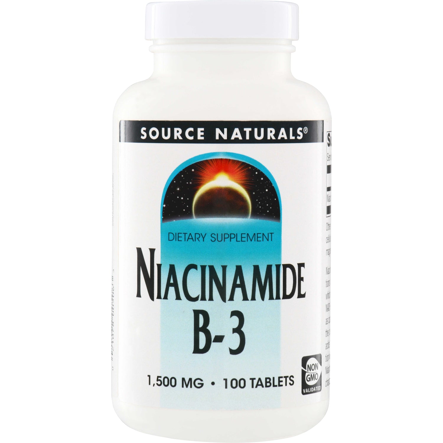 SN448 | Source Naturals Niacinamide B-3 dietary supplement, 1,500 mg, 100 tablets