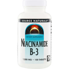 SN448 | Source Naturals Niacinamide B-3 dietary supplement, 1,500 mg, 100 tablets