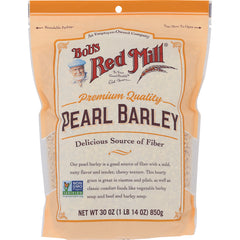 BOB436 | Bob's Red Mill Pearl Barley 30 oz resealable front pouch labeled Premium Quality Delicious Source of Fiber