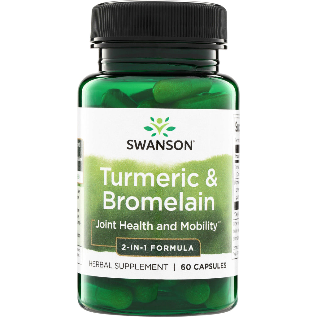 SW1412 | Swanson Turmeric & Bromelain capsules, 2-in-1 formula for joint health and mobility, 60 capsules - Thumbnail