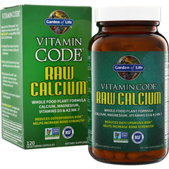 GLF064 | Garden of Life Vitamin Code Raw Calcium supplement box and bottle, 120 vegetarian capsules