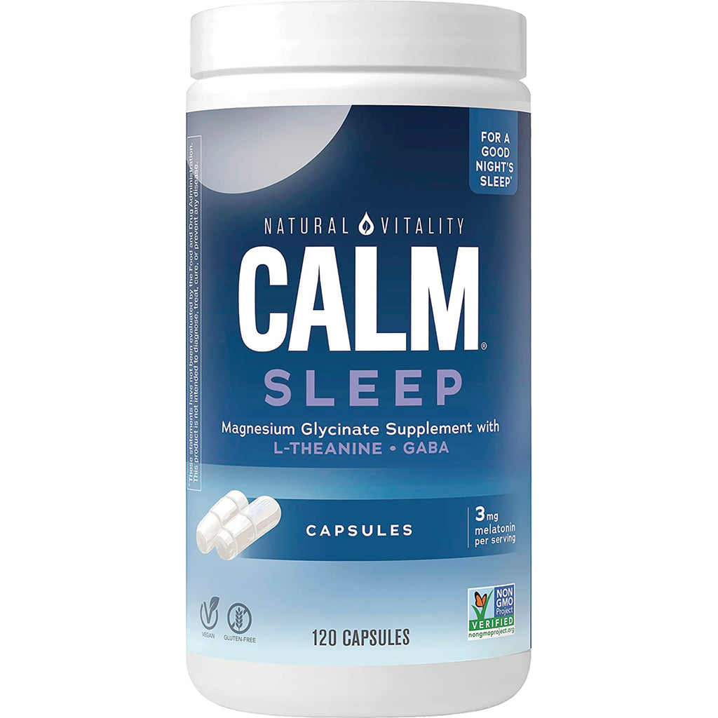 NVT057 | Natural Vitality CALM Sleep magnesium glycinate capsules bottle, 120 capsules - Thumbnail