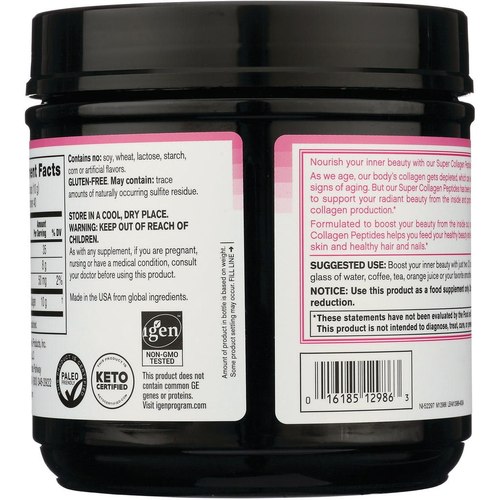 NEC029 | Back of black supplement jar showing ingredients, warnings, barcode and Keto and Non-GMO badges - Thumbnail