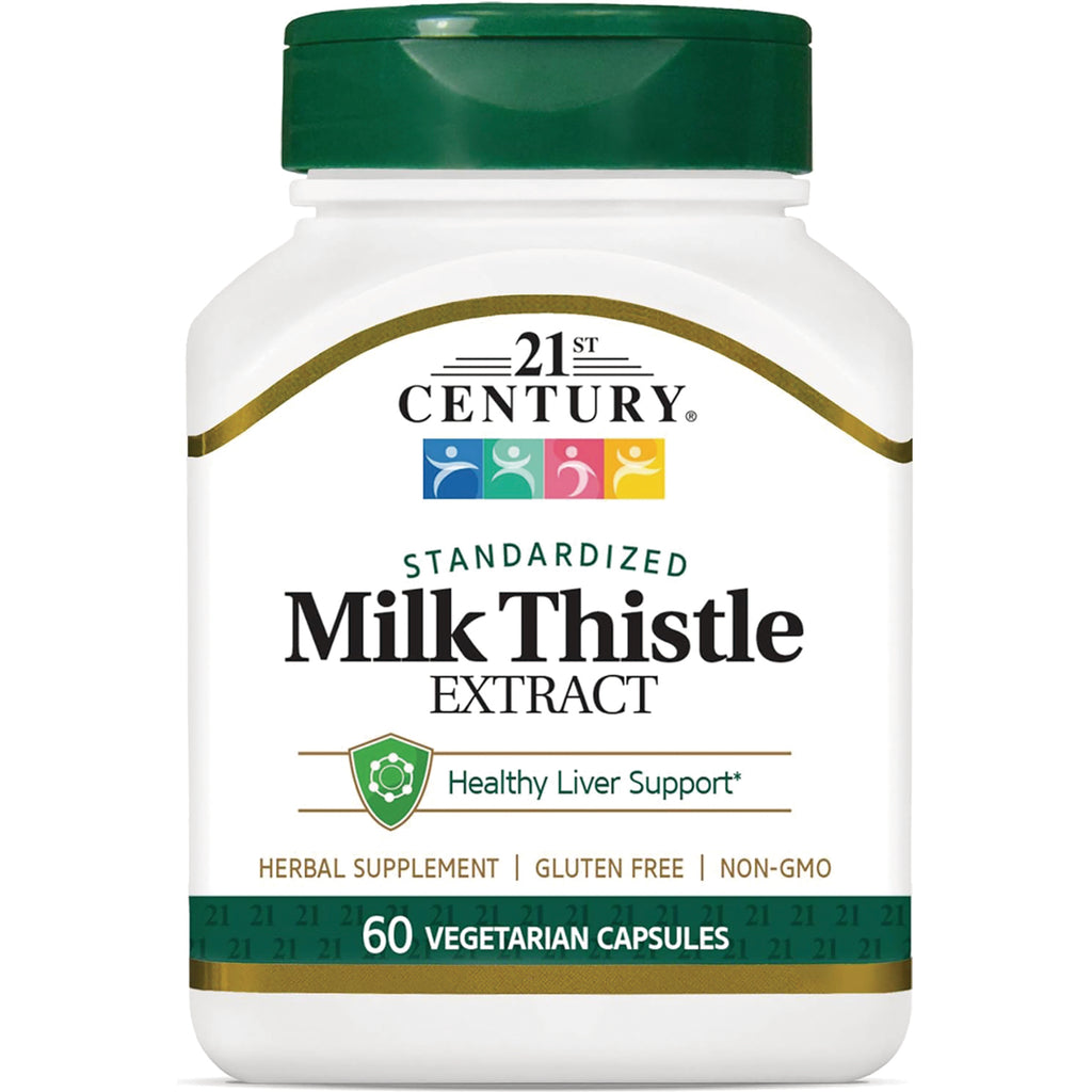 CNT106 | 21st Century Milk Thistle Extract supplement bottle, Healthy Liver Support, 60 vegetarian capsules - Thumbnail