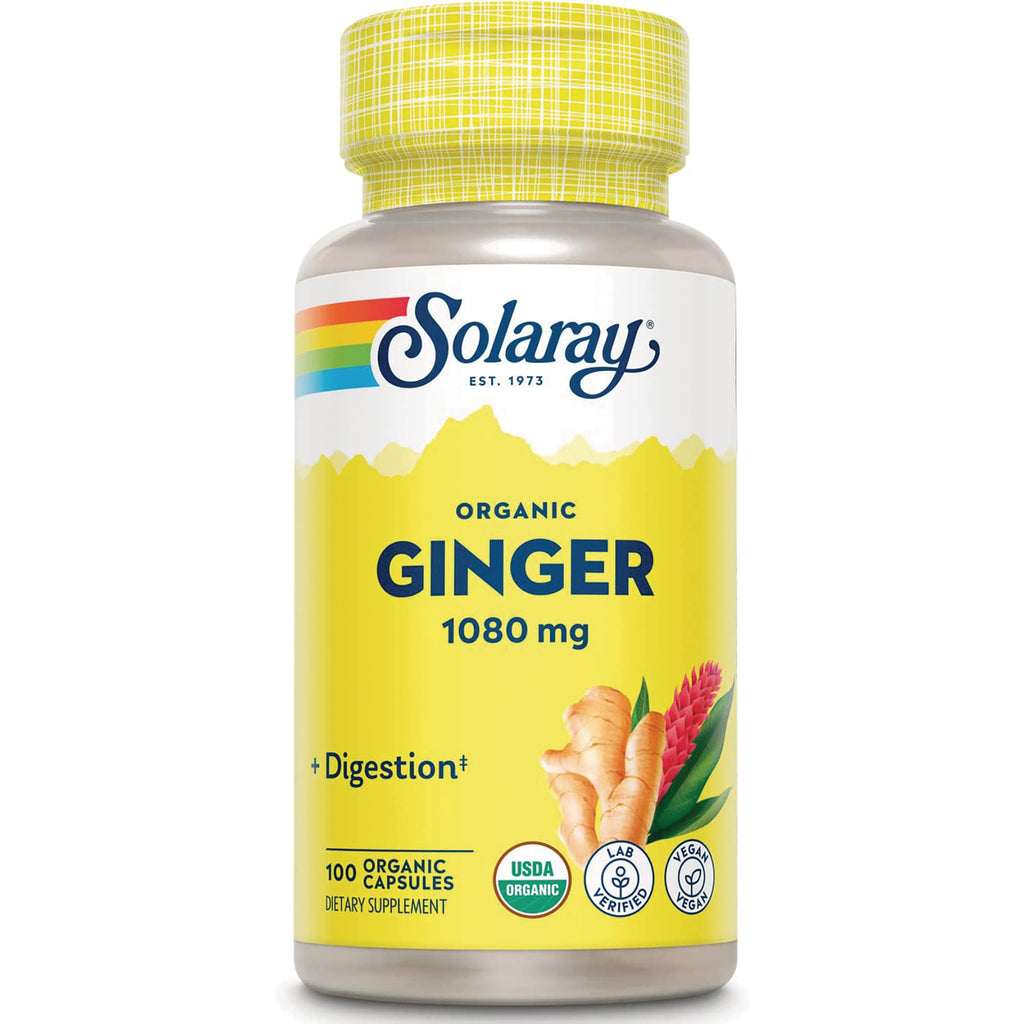 SLR390 | Solaray Organic Ginger 1080 mg, 100 organic capsules, +Digestion+ - Thumbnail