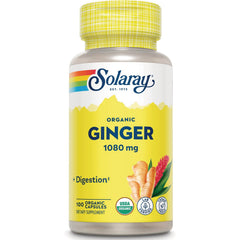 SLR390 | Solaray Organic Ginger 1080 mg, 100 organic capsules, +Digestion+