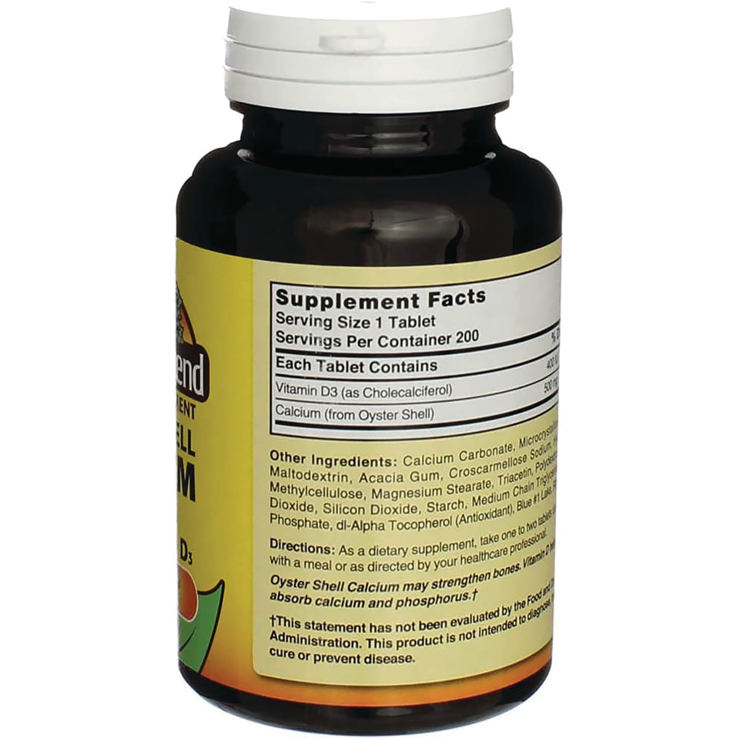 NAB040 | Supplement Facts label showing serving size, ingredients and directions on bottle back