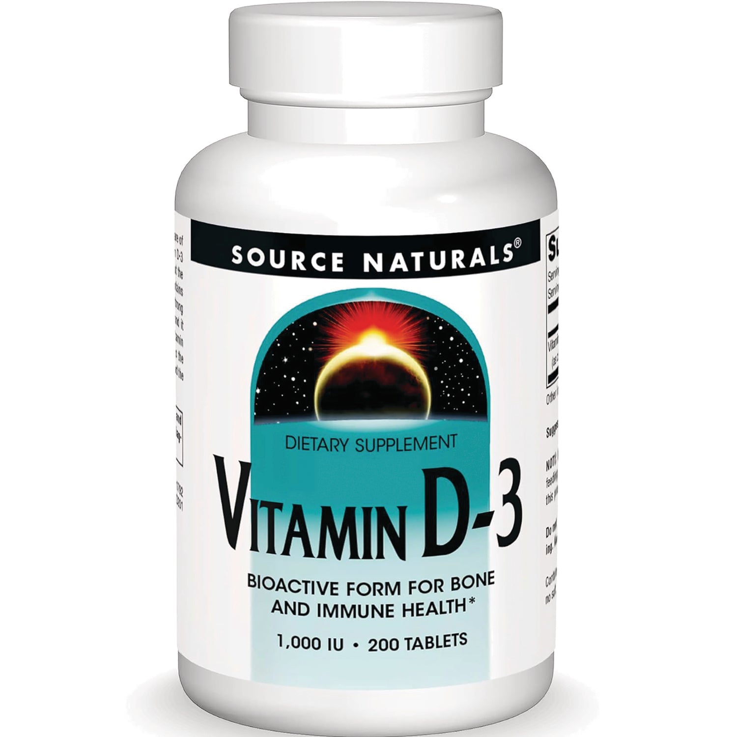 SN141 | Source Naturals Vitamin D-3 dietary supplement, 1,000 IU, 200 tablets