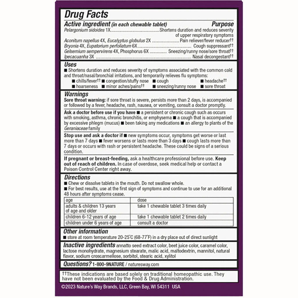 NW647 | Back label showing drug facts with active and inactive ingredients, warnings, directions and dosage table - Thumbnail